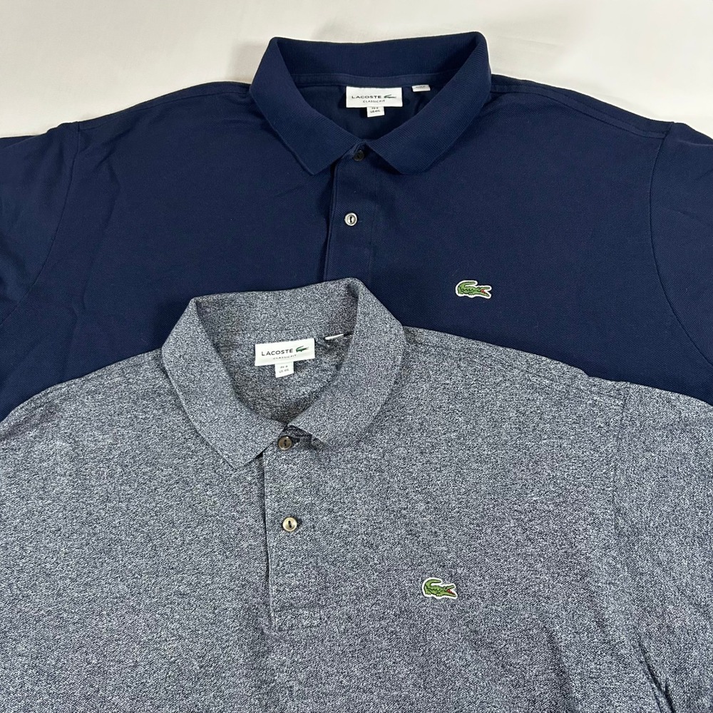 Lacoste Polo Shirts Mens 4XL Navy Gray Classic Fit Cotton Pique Lot of 2